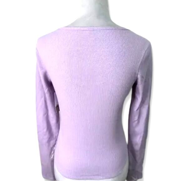 BP. Long Sleeve Soft Ribbed Deep V Neck Slim fit Thermal Top Purple W Small NWT - Picture 4 of 9